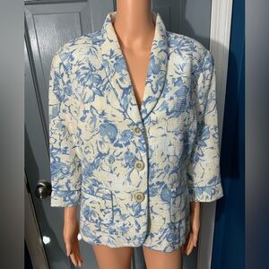 Coldwater Creek Blue Floral Blazer